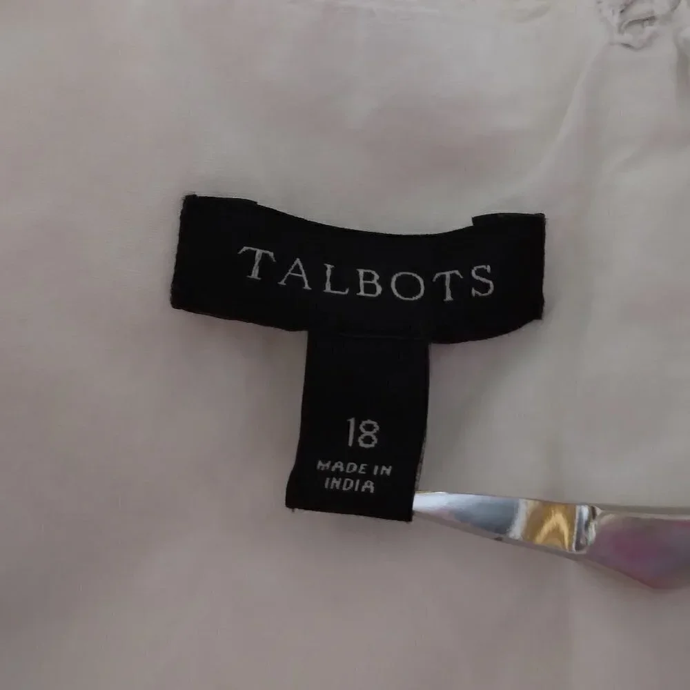 Talbots | Embroidered Eyelet Sheath Sleeveless Ivory White Dress | Size 18 - Picture 12 of 13